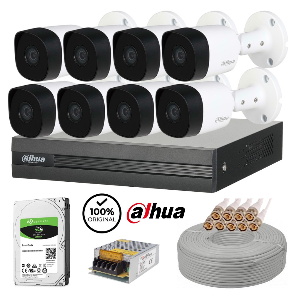 MONTAJ DAHİL ! Dahua 2MP 1080P 8 Kameralı HD AHD HDCVI Set