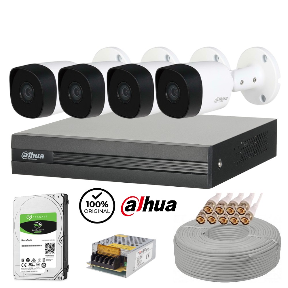 MONTAJ DAHİL ! Dahua 2MP 1080P 4 Kameralı HD AHD HDCVI Set